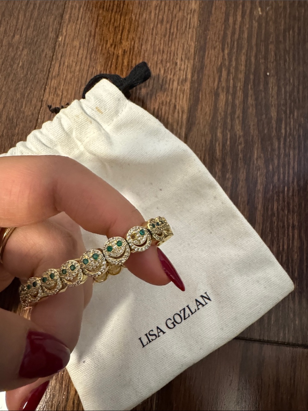 Lisa Gozlan Smiley bracelet - GREEN